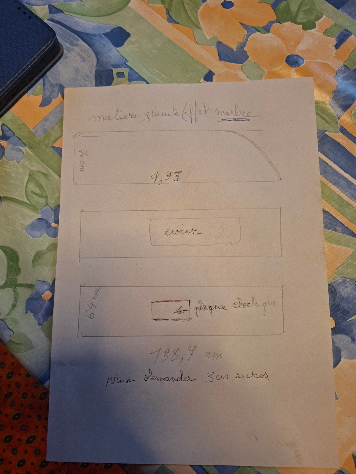 Plan de travail en granit avec aspect marbre, Enlèvement