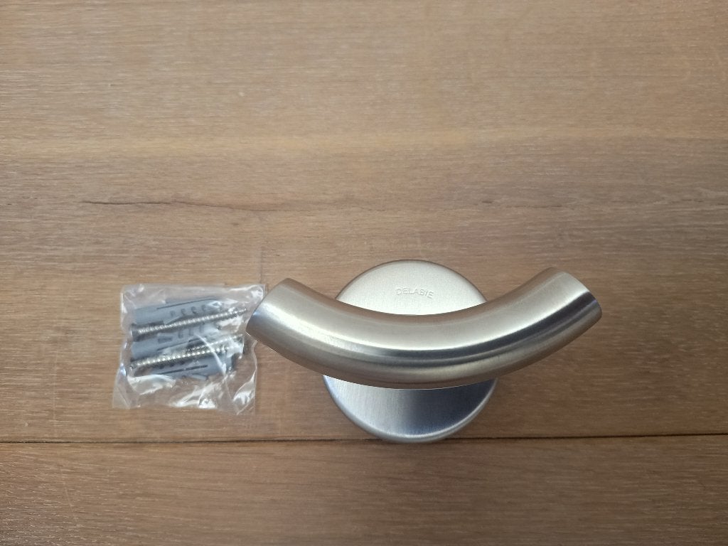 Kledinghaak Dubbel - Delabie - RVS Geborsteld - NIEUW, Wandhaken, Verzenden, Nieuw, Minder dan 100 cm