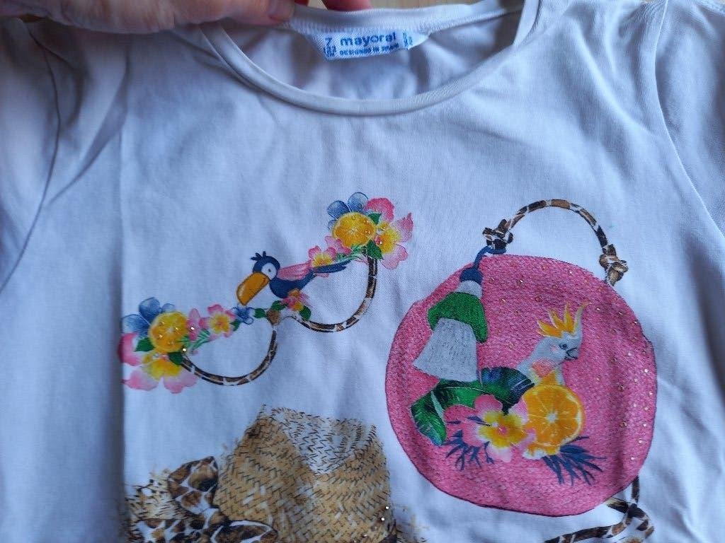 Nieuwstaat pakket t-shirts maat 122 meisje, Meisje, MAYORAL, Ophalen of Verzenden, Zo goed als nieuw