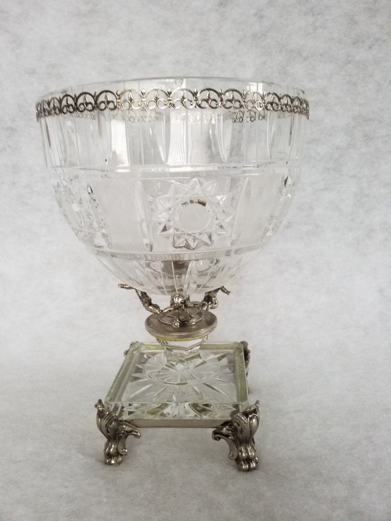 Tasse à sucre ancienne en cristal taillé à la main h. 28 cm, Enlèvement
