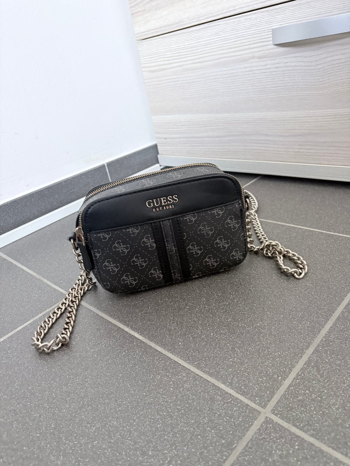 guess handtas, Gebruikt, Zwart, Leer, Ophalen