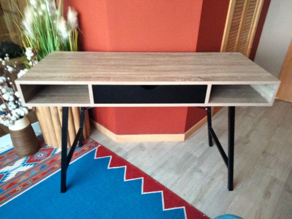 Burootje / sidetable evt met burostoel, 120 cm, 48 cm, Comme neuf, Gris