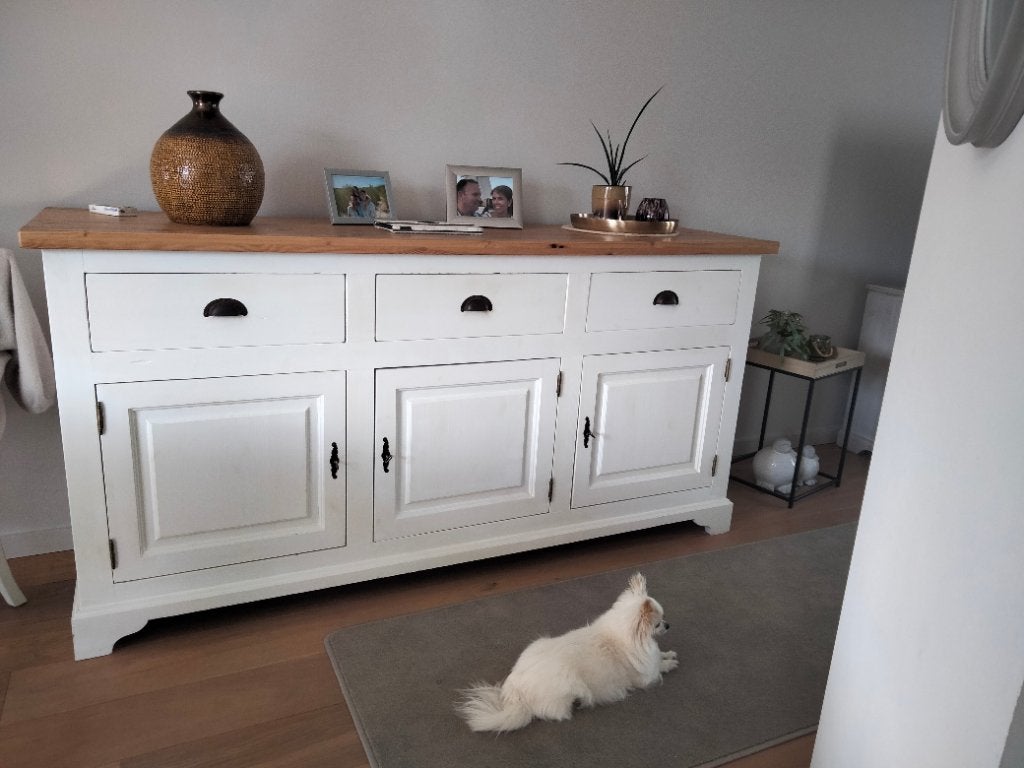 Landelijke dressoir in grenen, Huis en Inrichting, Ophalen, Met lade(s), 150 tot 200 cm, Zo goed als nieuw