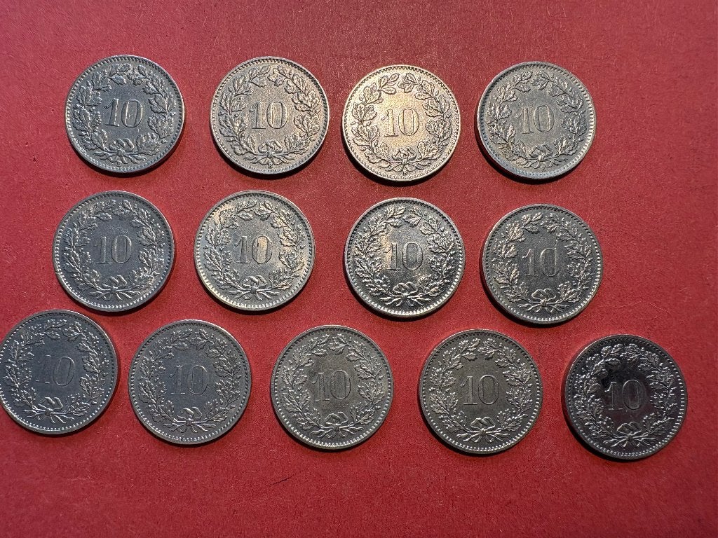Suisse - Lot 13 pièces 10 Rappen (#218#), Enlèvement ou Envoi, Autres pays, Série