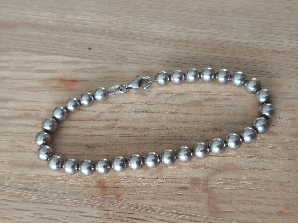 Prachtige Massief 925 Sterling Zilveren Bolletjesarmband, Ophalen of Verzenden, Zo goed als nieuw, Met bedels of kralen, Zilver