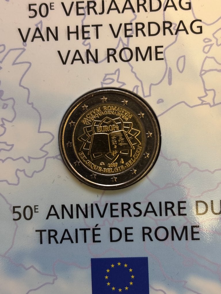 Coin Card Pièce de 2€ Belgique 2007 - 50e ans traité de Rome, Timbres & Monnaies, Enlèvement ou Envoi, Belgique, 2 euros