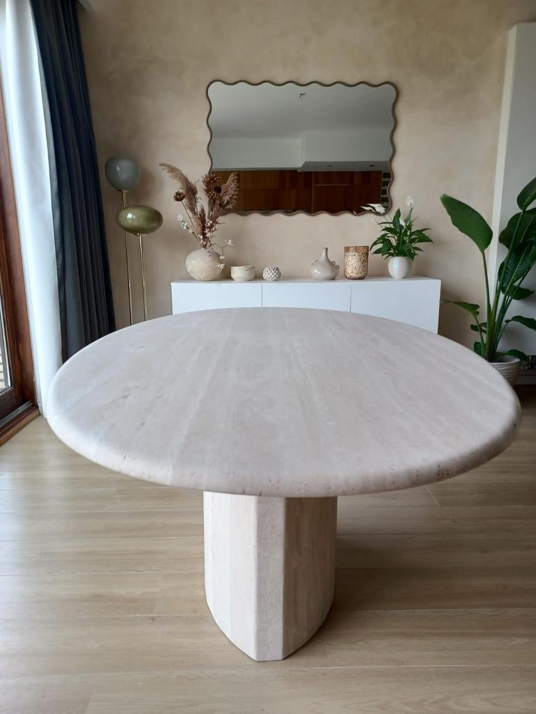 Belle table ovale en travertin 180x100x73 cm., Maison & Meubles, Tables | Tables à manger, Enlèvement
