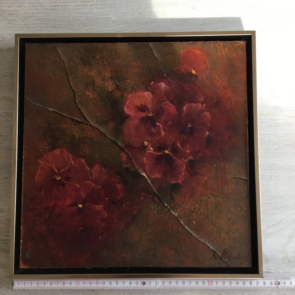 Schilderij, Bloemen, Paneel, Gesigneerd, Impressionistisch
