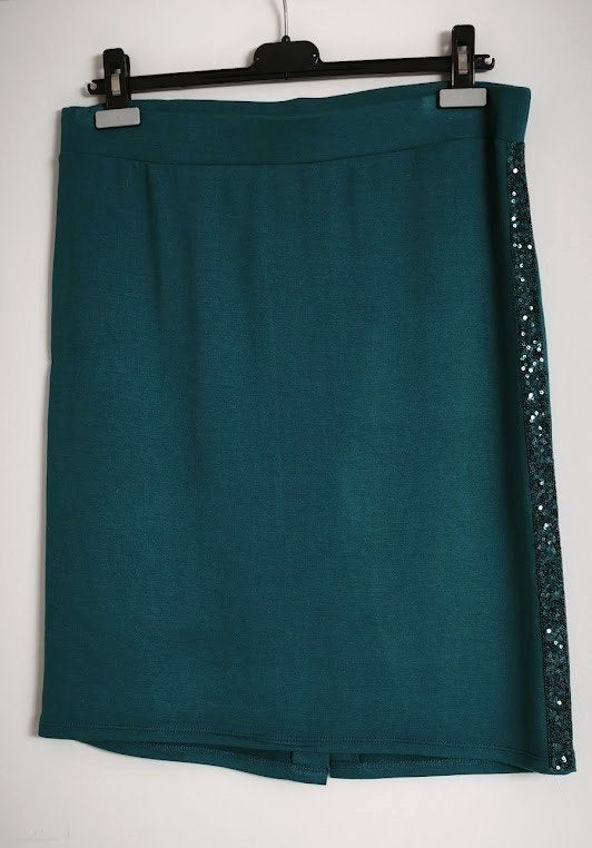 blauwgroen rokje met pailletten, maat M, Kleding | Dames, Rokken, Ophalen of Verzenden, Zo goed als nieuw, Maat 38/40 (M)
