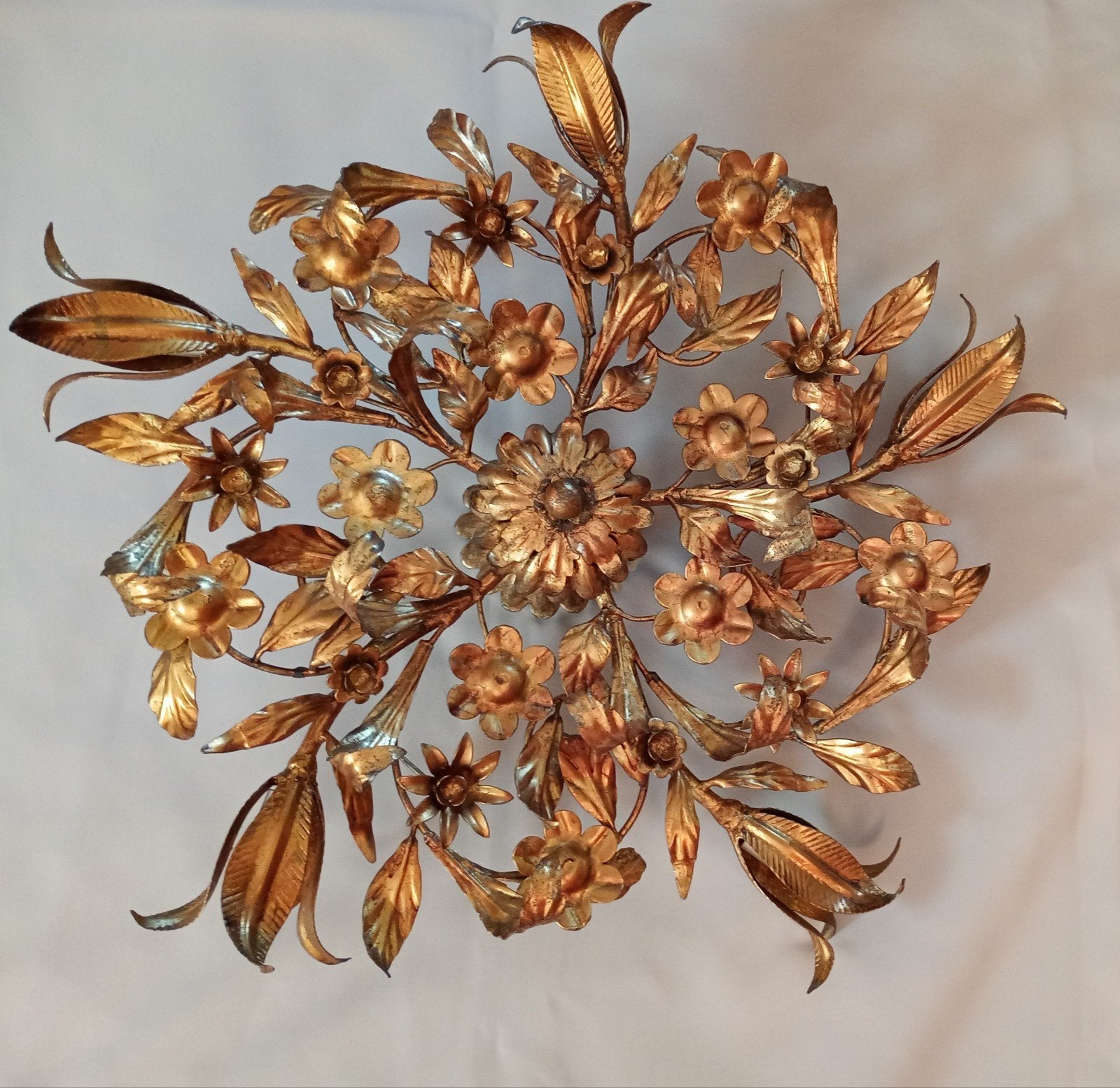 luster, vintage Italiaanse bloem en blader plafonniere, Ophalen