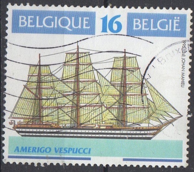 België - Zeilschip Amerigo Vespucci -1995, Ophalen of Verzenden, Gestempeld