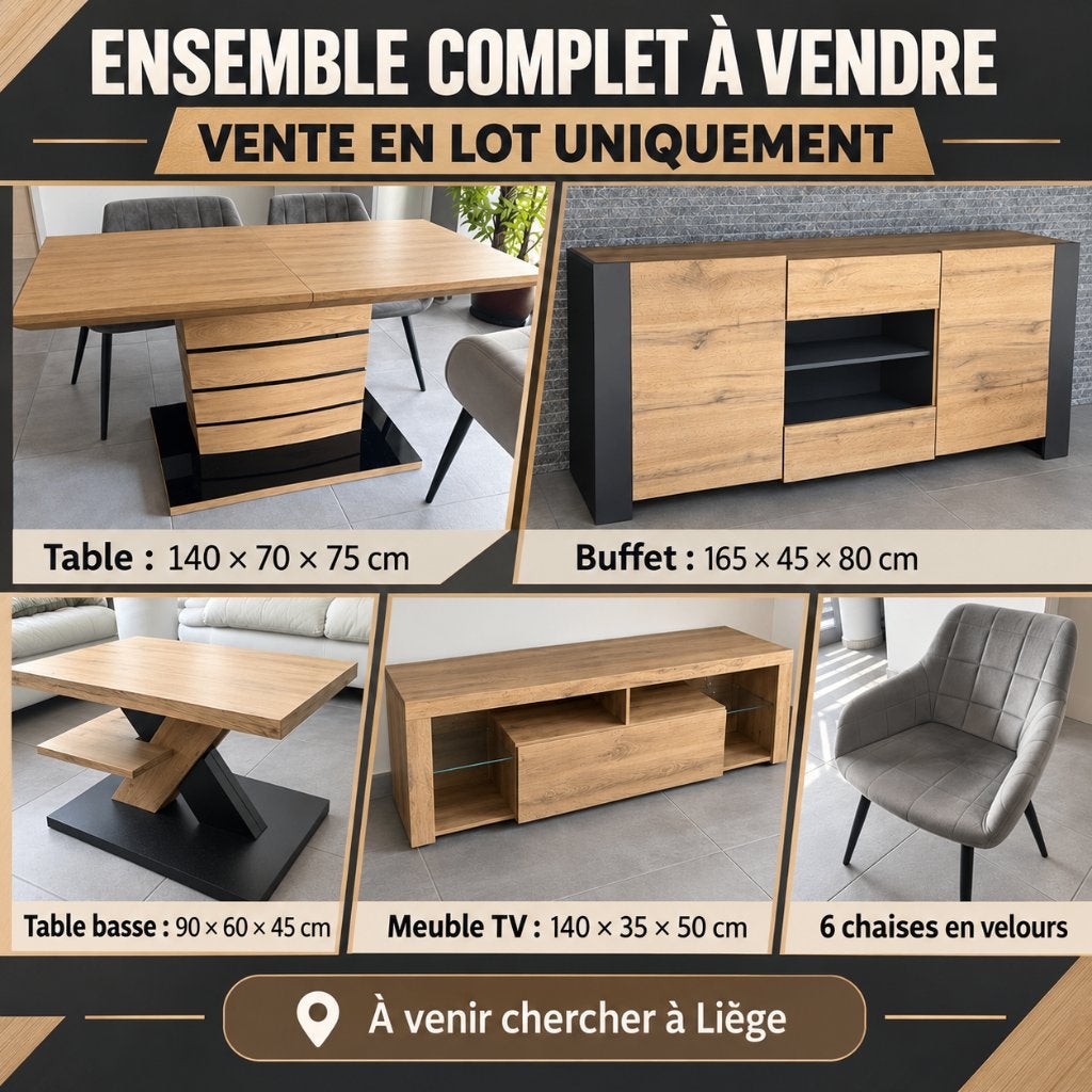 Ensemble salon & salle à manger, Enlèvement, Comme neuf, Industriel, 4 à 6 chaises