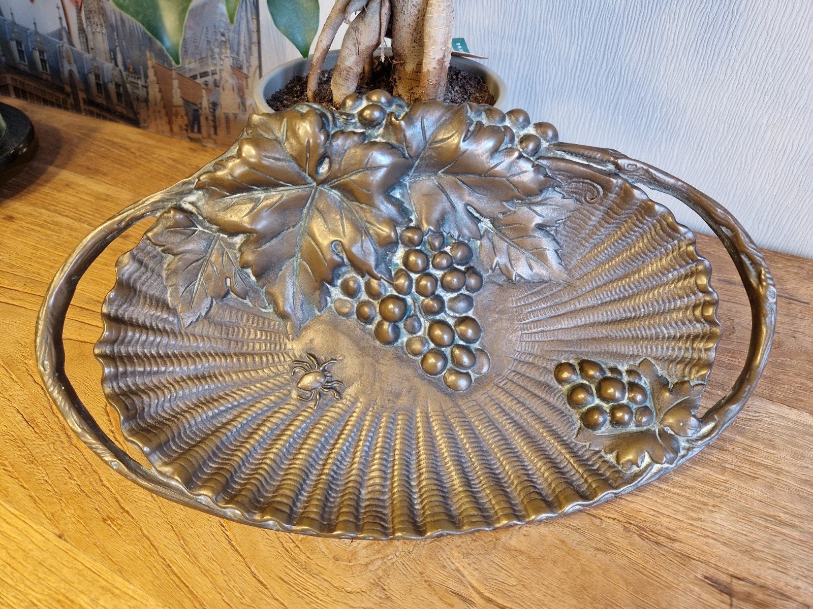 Antieke Franse Art Nouveau Vide-Poche / Schaal Brons/Messing, Antiek en Kunst, Ophalen of Verzenden