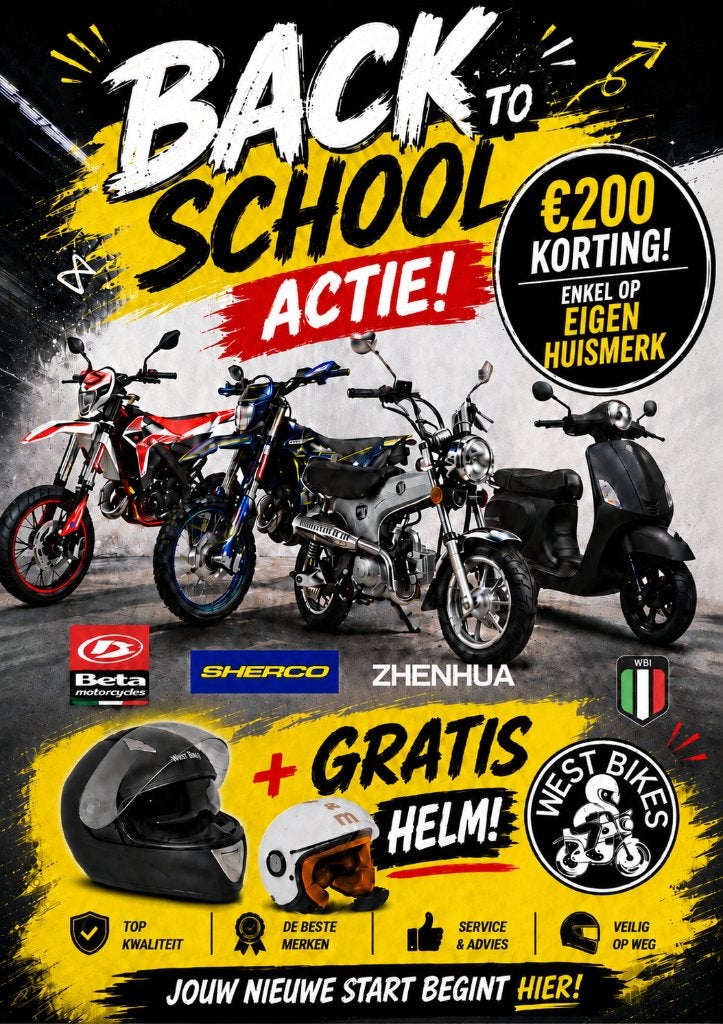 Back To School Actie, Fietsen en Brommers, Overige modellen, Nieuw, Benzine, 49 cc