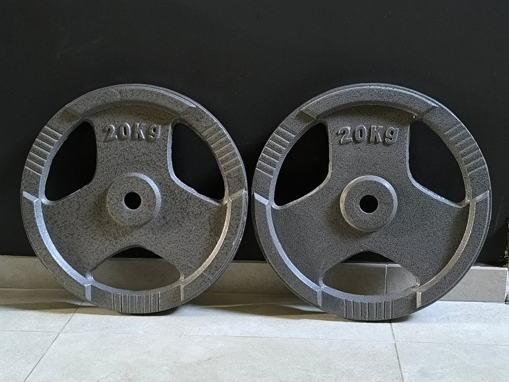 2 x 20kg Halterschijven (30mm)., Sport en Fitness, Fitnessmaterialen, Ophalen, Zo goed als nieuw, Benen, Halterschijven