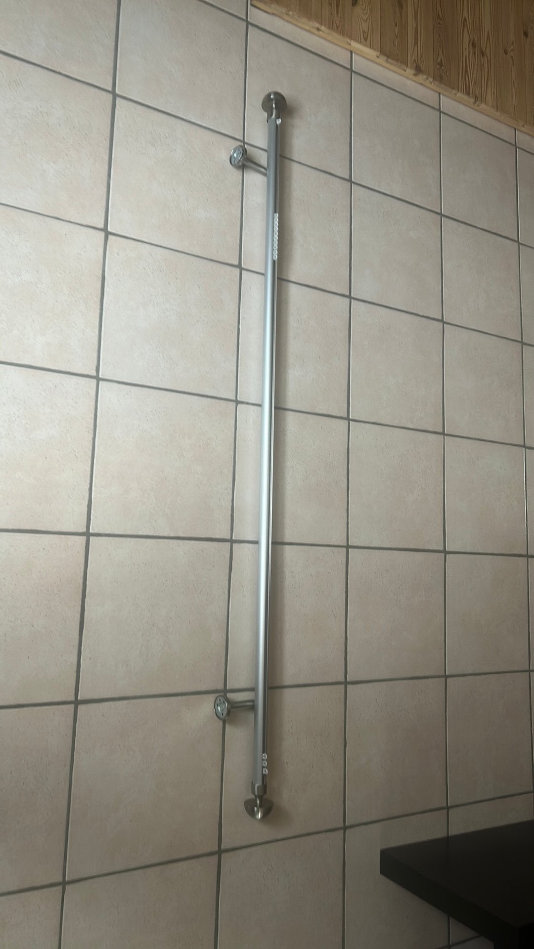Gordijnstok in aluminiumkleur, Ophalen, 120 cm, Metaal, Zo goed als nieuw