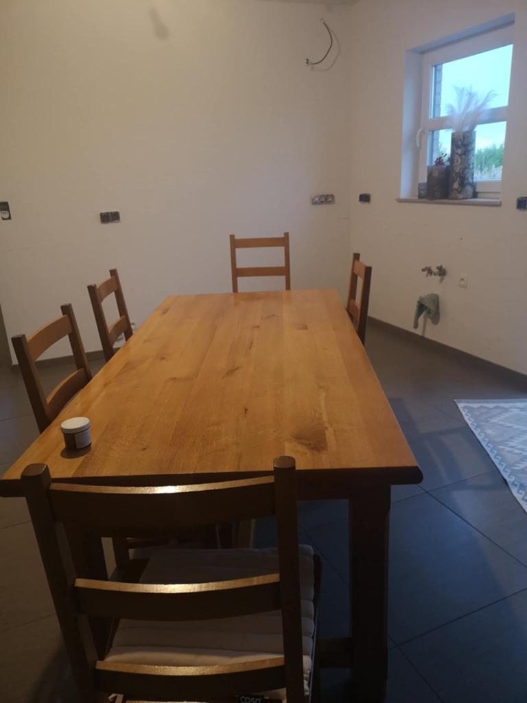 Table de cuisine + 6 chaises. Chêne massif, Enlèvement, Comme neuf