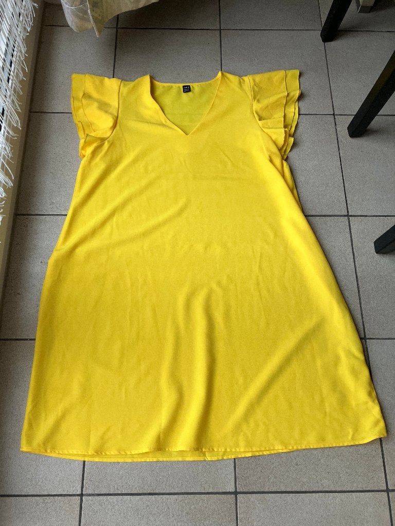 leuke gele jurk - maat 44, Enlèvement ou Envoi, Taille 42/44 (L)