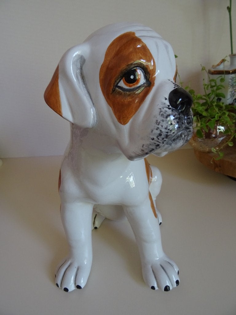 Groot handbeschilderd beeld: hond, puppy, Ophalen of Verzenden, Zo goed als nieuw, Dier