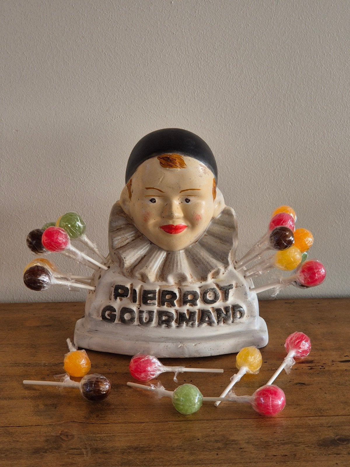 Oude Pierrot Gourmand Lollies Dispencer Counter Display, Ophalen of Verzenden, Gebruikt, Gebruiksvoorwerp
