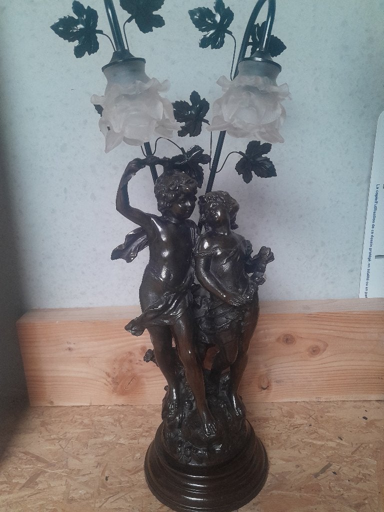 XXl Art Nouveau beeldlamp Auguste Moreau, Ophalen