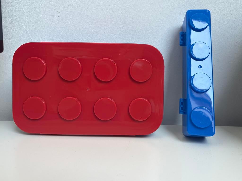 Boîte lunch enfant + couverts style blocs (NEUF), Enlèvement ou Envoi, Neuf, Bleu, Autres types