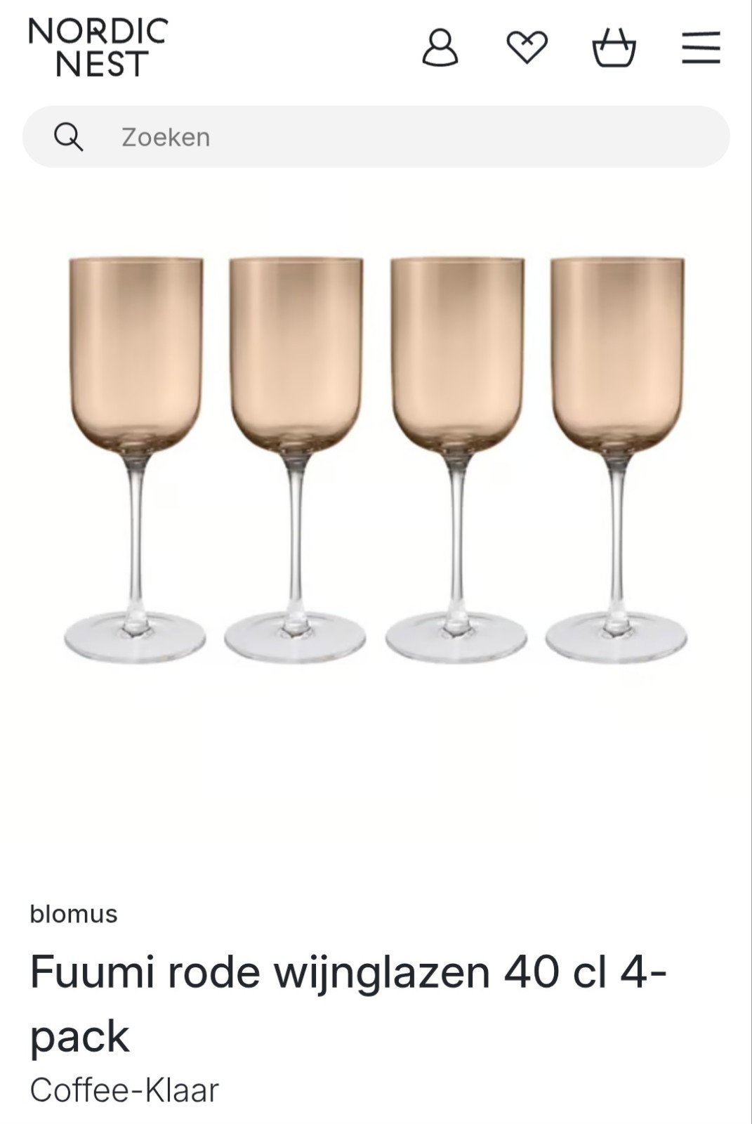 2 x 4 Fuumi Rode Wijnglazen (Blomus), Enlèvement