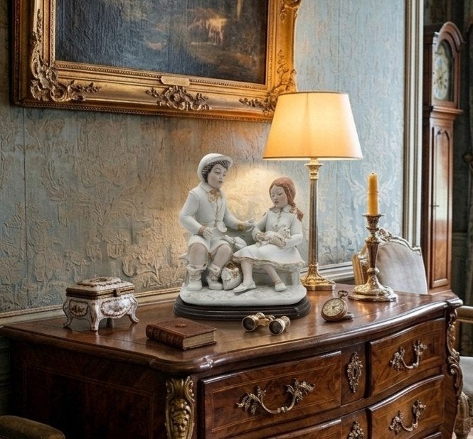 Beeld Capodimonte. Koppel op bank., Ophalen