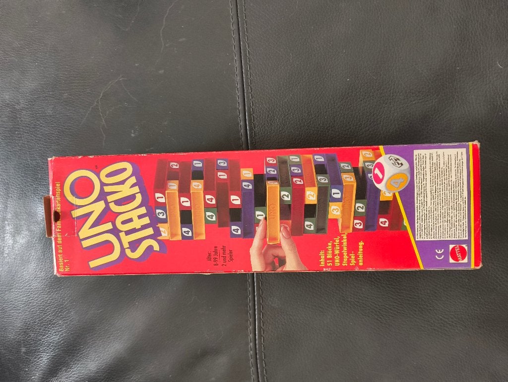 Vintage UNO Stacko (Mattel, 1994) - Strategisch Stapelspel, Ophalen, Zo goed als nieuw, Bouwen