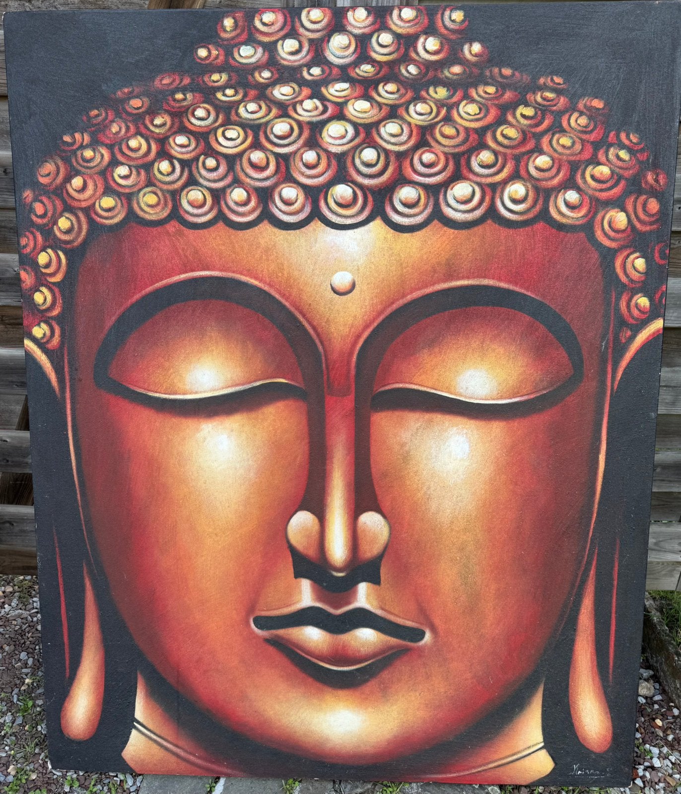 Peinture de Bouddha sur toile signée, Maison & Meubles, Accessoires pour la Maison | Statues de Bouddha, Doré, Enlèvement, 150 cm