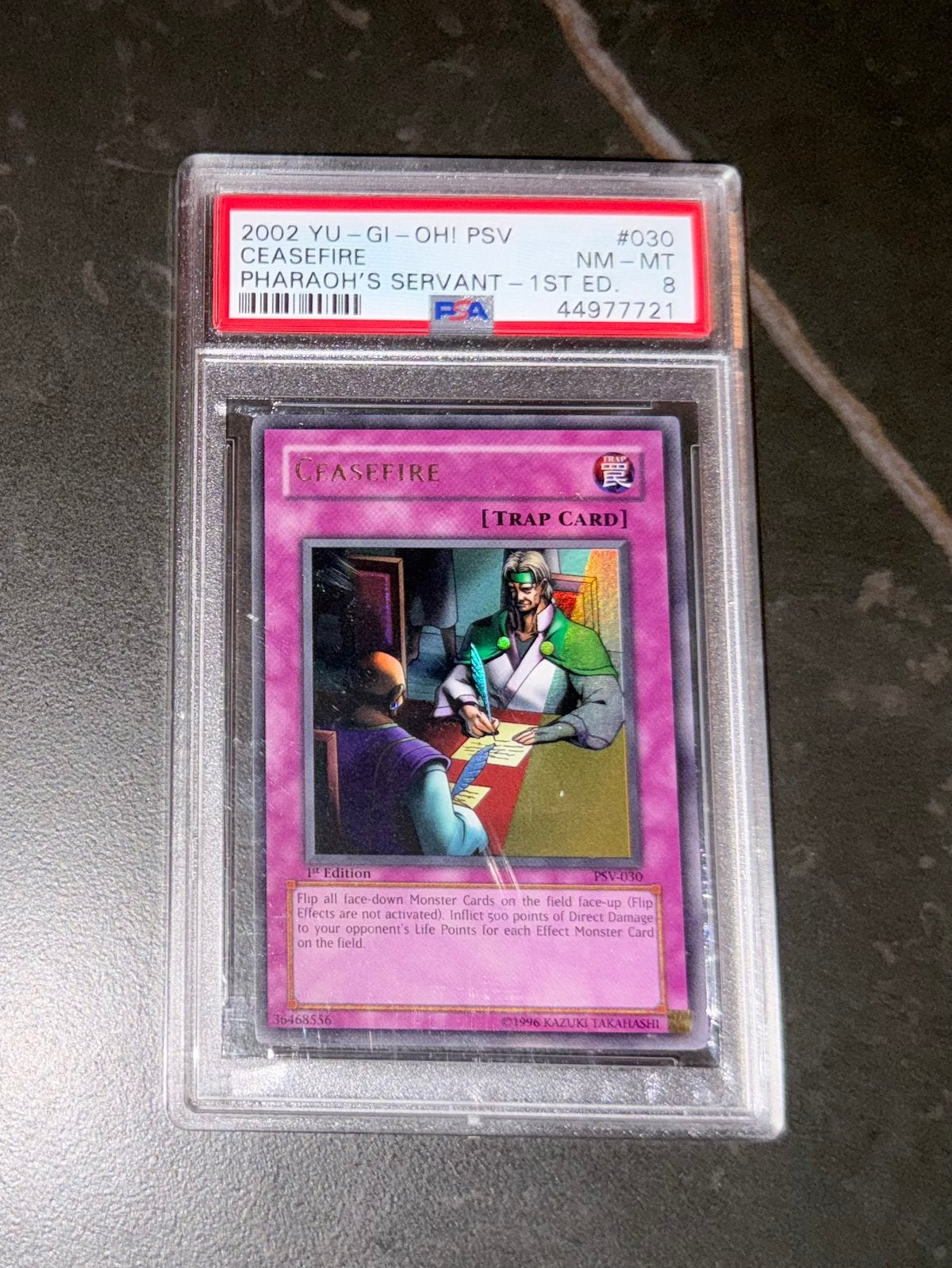 Yu-Gi-Oh! Ceasefire PSA 8 Pharaoh's Servant 1st Ed. PSV-030, Enlèvement ou Envoi, Comme neuf