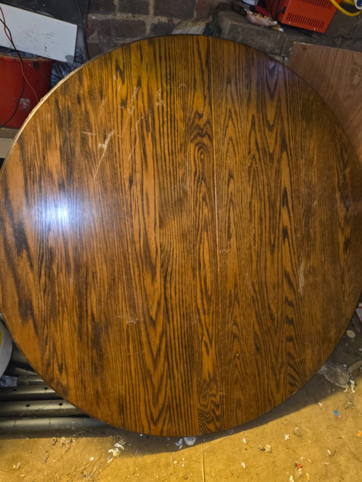 Table à manger ronde en chêne massif / style rustique chic, Enlèvement, Utilisé, Rond, Chêne