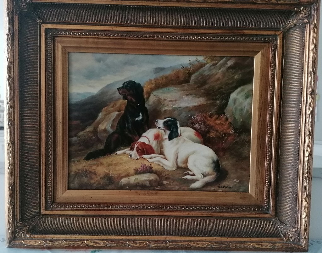 Schilderij honden, Enlèvement, Animaux, Panneau