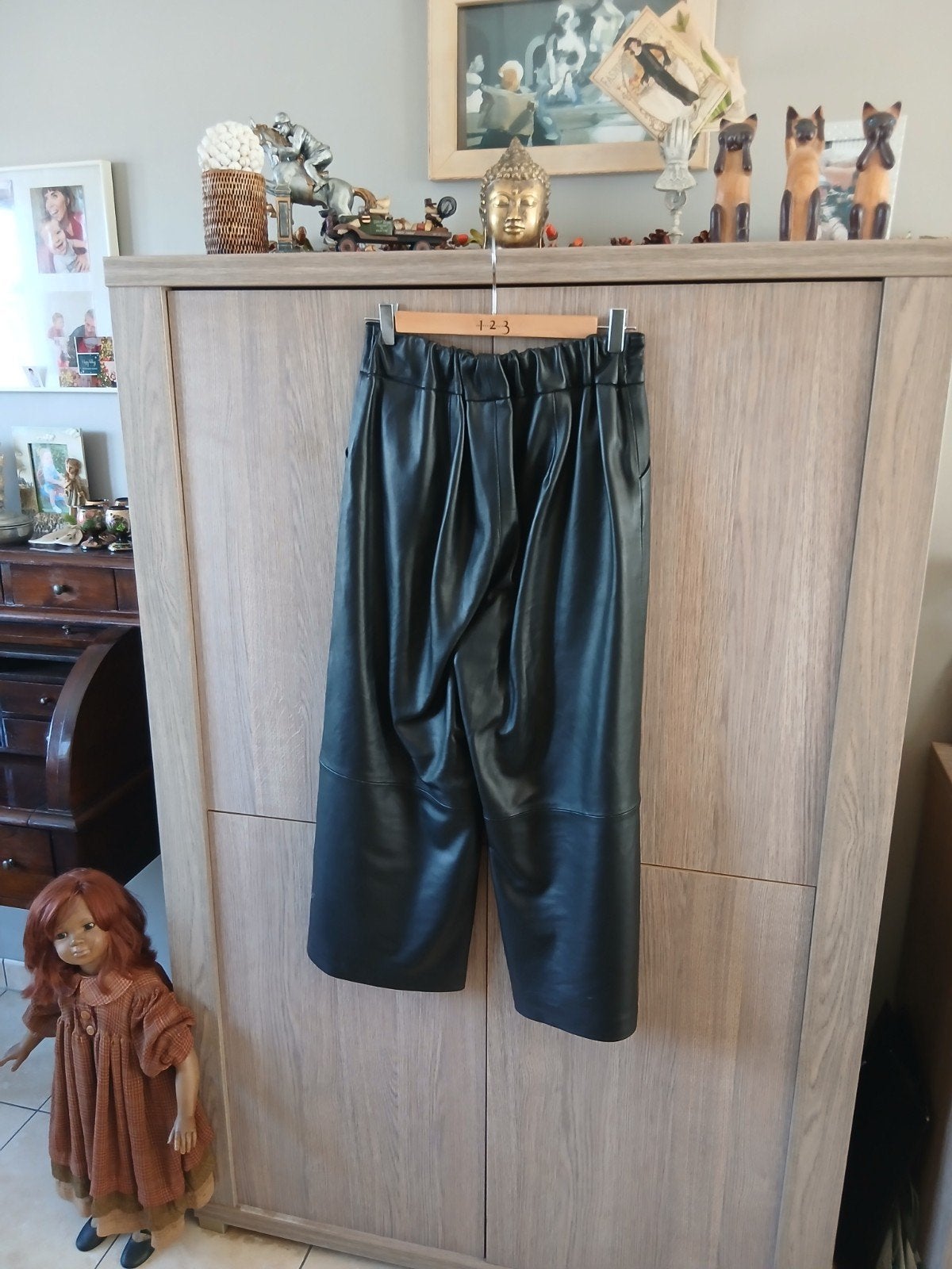 zwart lederen broek maat 42, nieuw, Ophalen of Verzenden, Maat 42/44 (L), Zwart, Lang