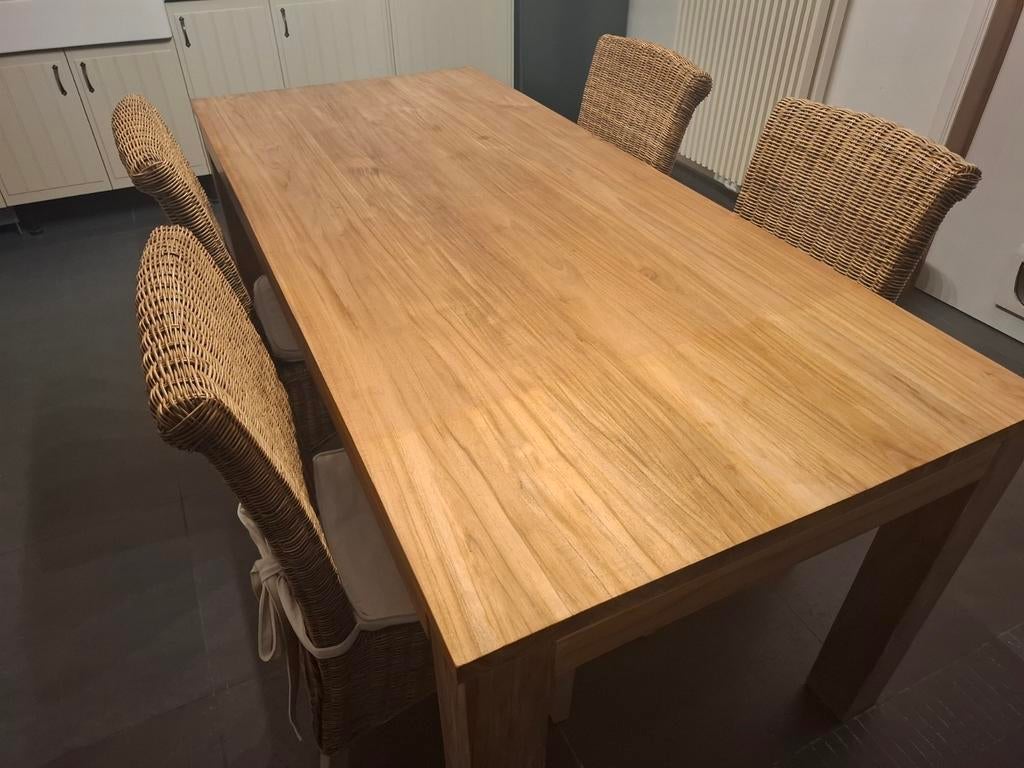 Tafel in teak 200 x 90 cm, Huis en Inrichting, Tafels | Eettafels, Ophalen