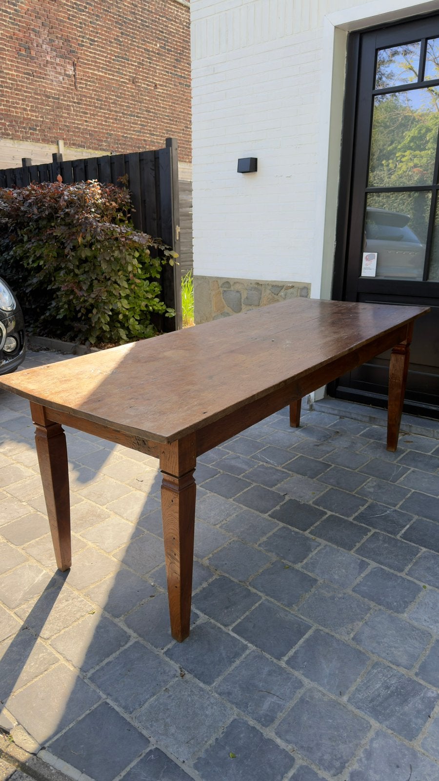 Ensemble table + banc anciens en bois massif style ferme, Enlèvement