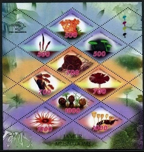 INDONÉSIE 1999 Bloc-feuillet « Champignons », Michel : 1896-, Envoi, Non oblitéré, Animal et Nature
