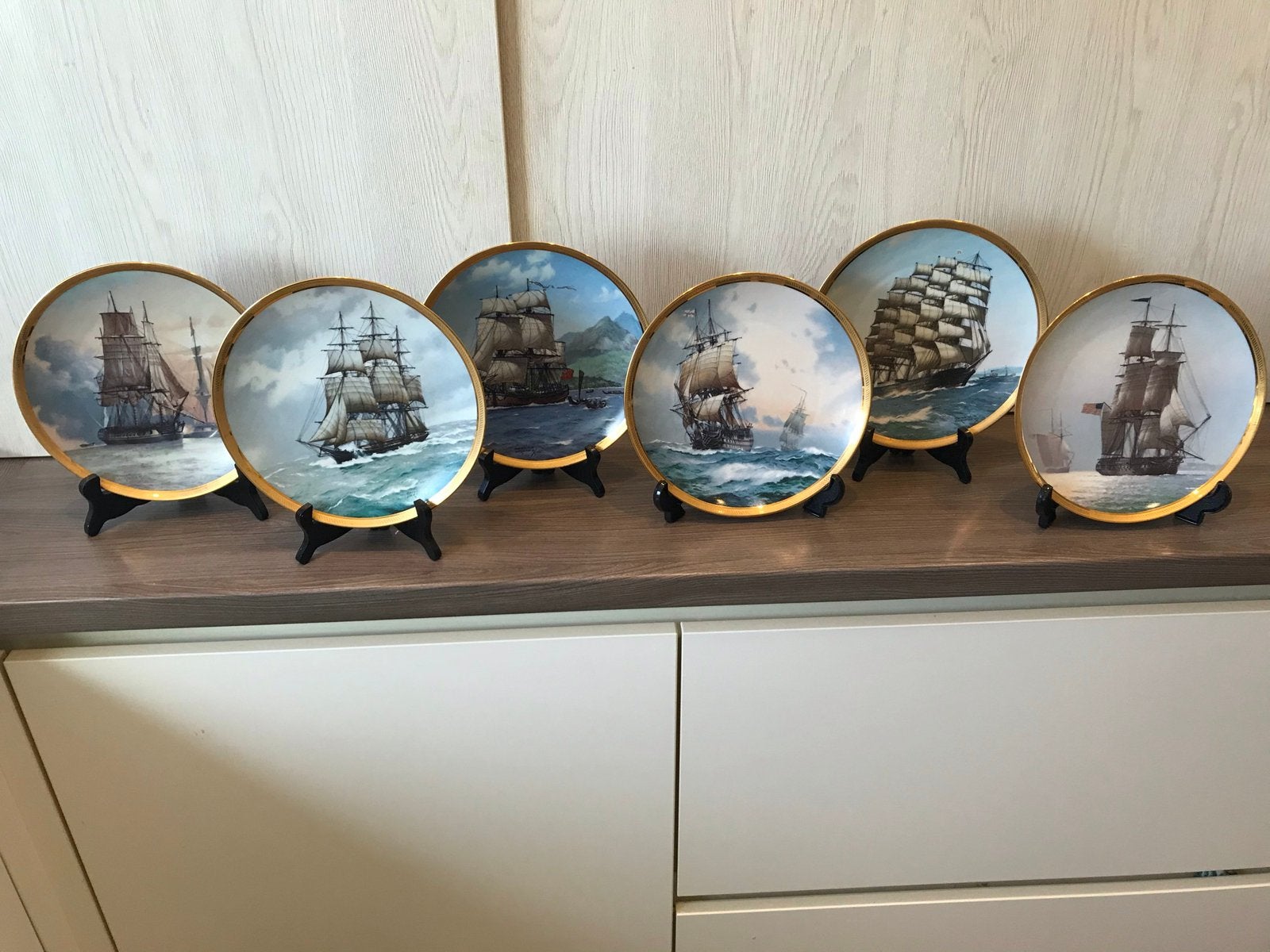 Franklin mint 1987 sierborden met schepen, Verzamelen, Scheepvaart, Ophalen