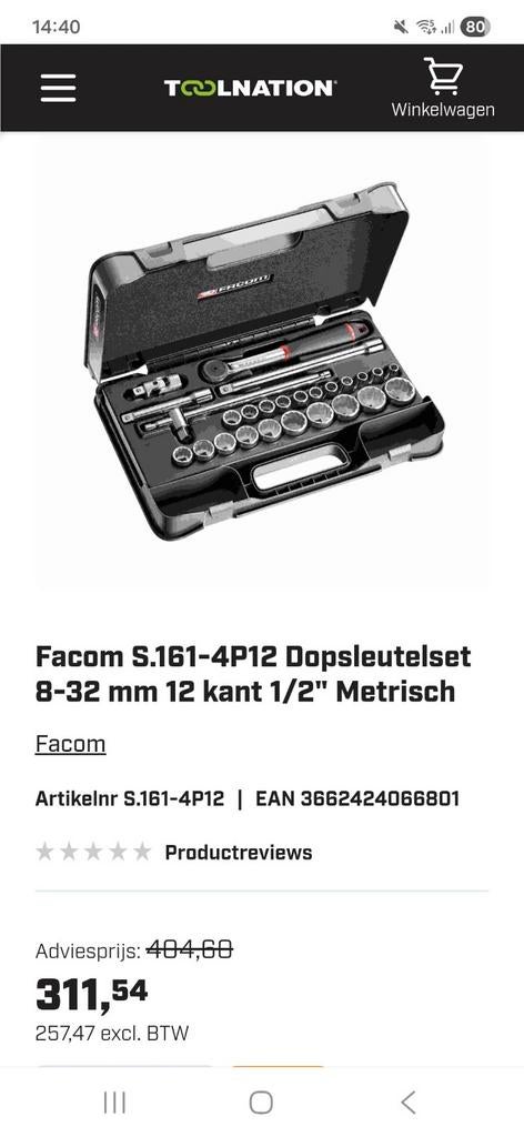 Facom Dopsleutelset, Ophalen