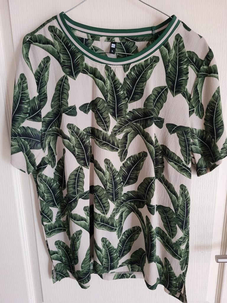 Groene tropical blouse met bladerenprint – maat L, Kleding | Dames, Grote Maten, Ophalen of Verzenden, Wit