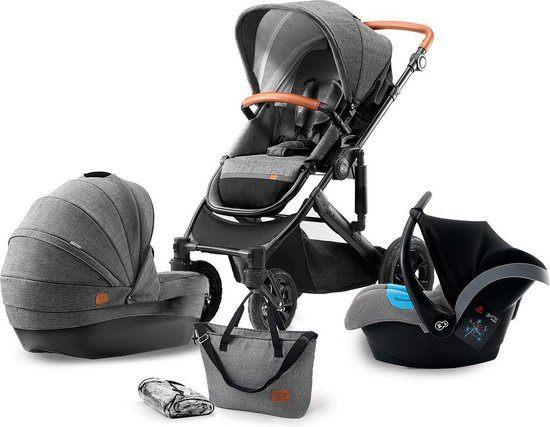 Kinderkraft Kinderwagen Prime 3 in 1 Grey (incl. autostoel), Kinderen en Baby's, Kinderwagens en Combinaties, Verstelbare duwstang