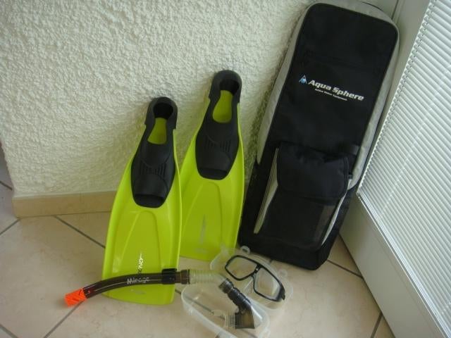 Kit de natation: Masque, tuba, palmes P.37 - 38, Envoi, Utilisé, Palmes de natation ou de plongée