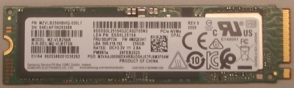 NVMe SSD 256GB, Intern, Gebruikt, SSD, Ophalen of Verzenden