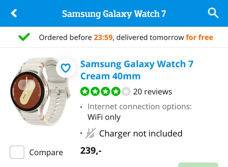 Samsung Galaxy Watch 7 beige ZELDEN GEBRUIKT, Ophalen, Zo goed als nieuw, Waterdicht, Android