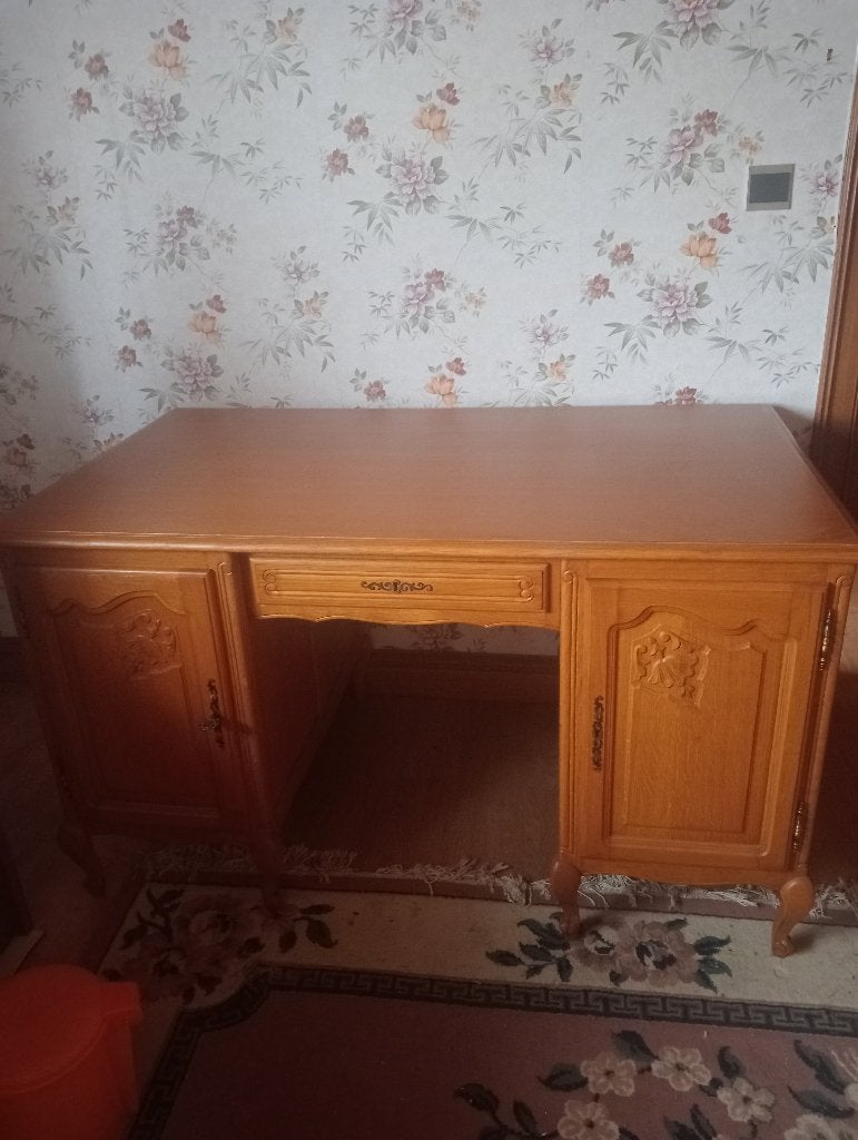 Massief eiken bureau Lodewijk XV-stijl jaren '30-50, Ophalen