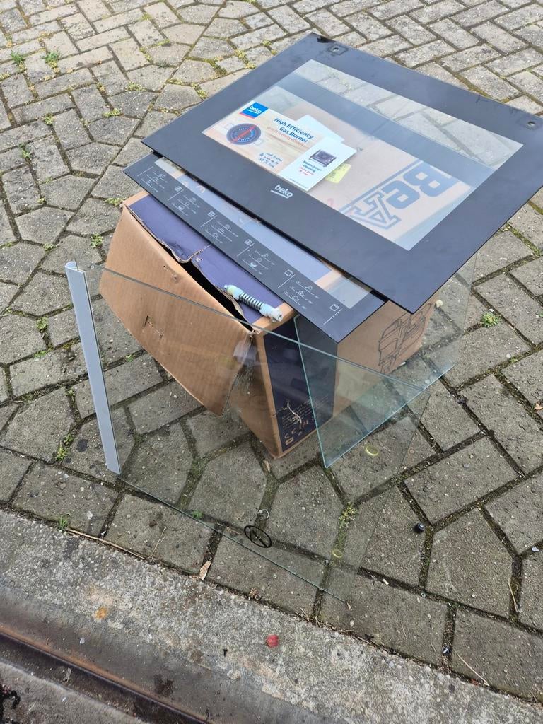 glas voor een gasfornuis (op de deur en bovenop), Ophalen
