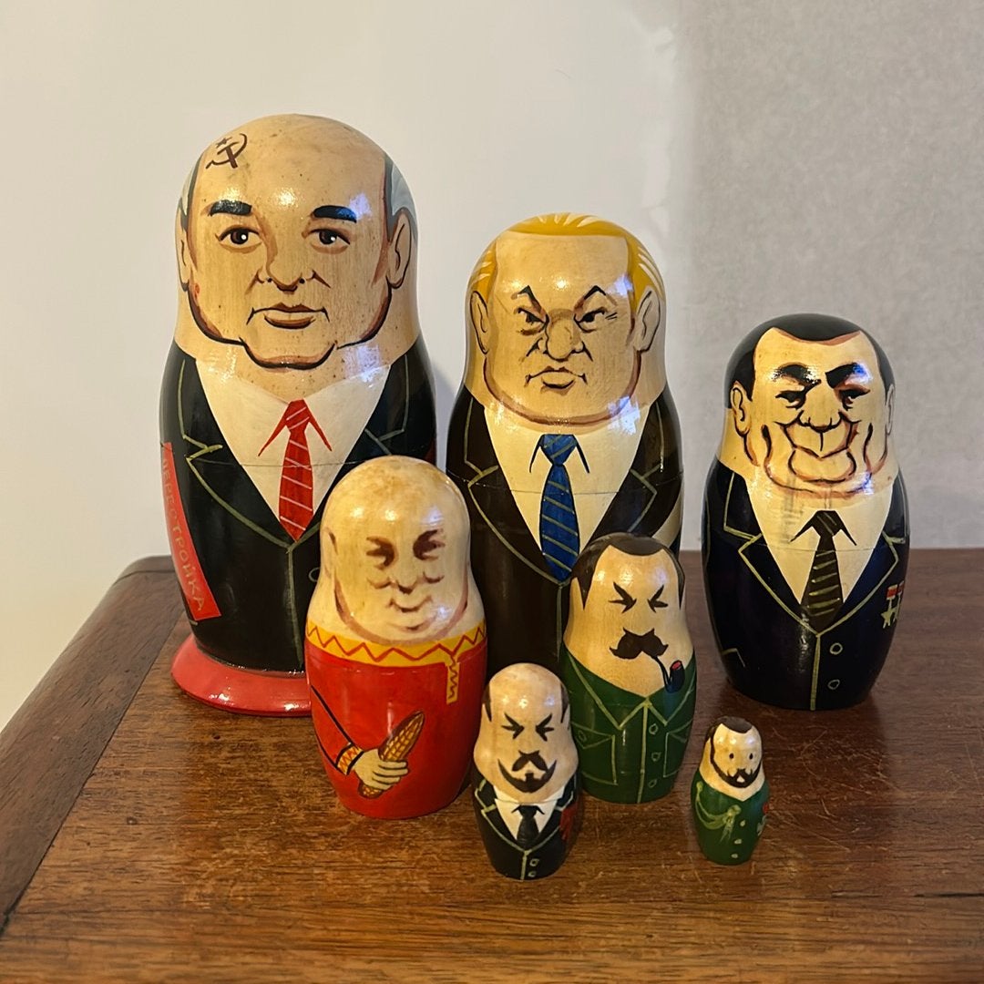 Matriochka 7 Poupées Russes Dirigeants URSS Russie Vintage, Enlèvement, Comme neuf, Humain