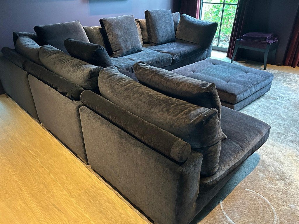 Salon zwart met poef, Huis en Inrichting, Ophalen, Gebruikt, Overige materialen