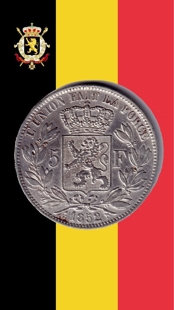 VARIANTE RARE : 5 francs 1852 (2 sur 1) - Léopold I, Enlèvement ou Envoi, Monnaie en vrac, Argent, Argent