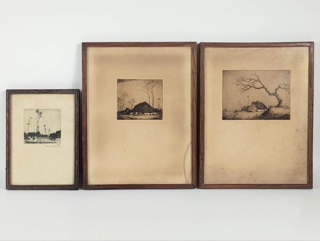 Lot de trois gravures Dirk Backsteen aquatinte 1930-1940, Enlèvement ou Envoi